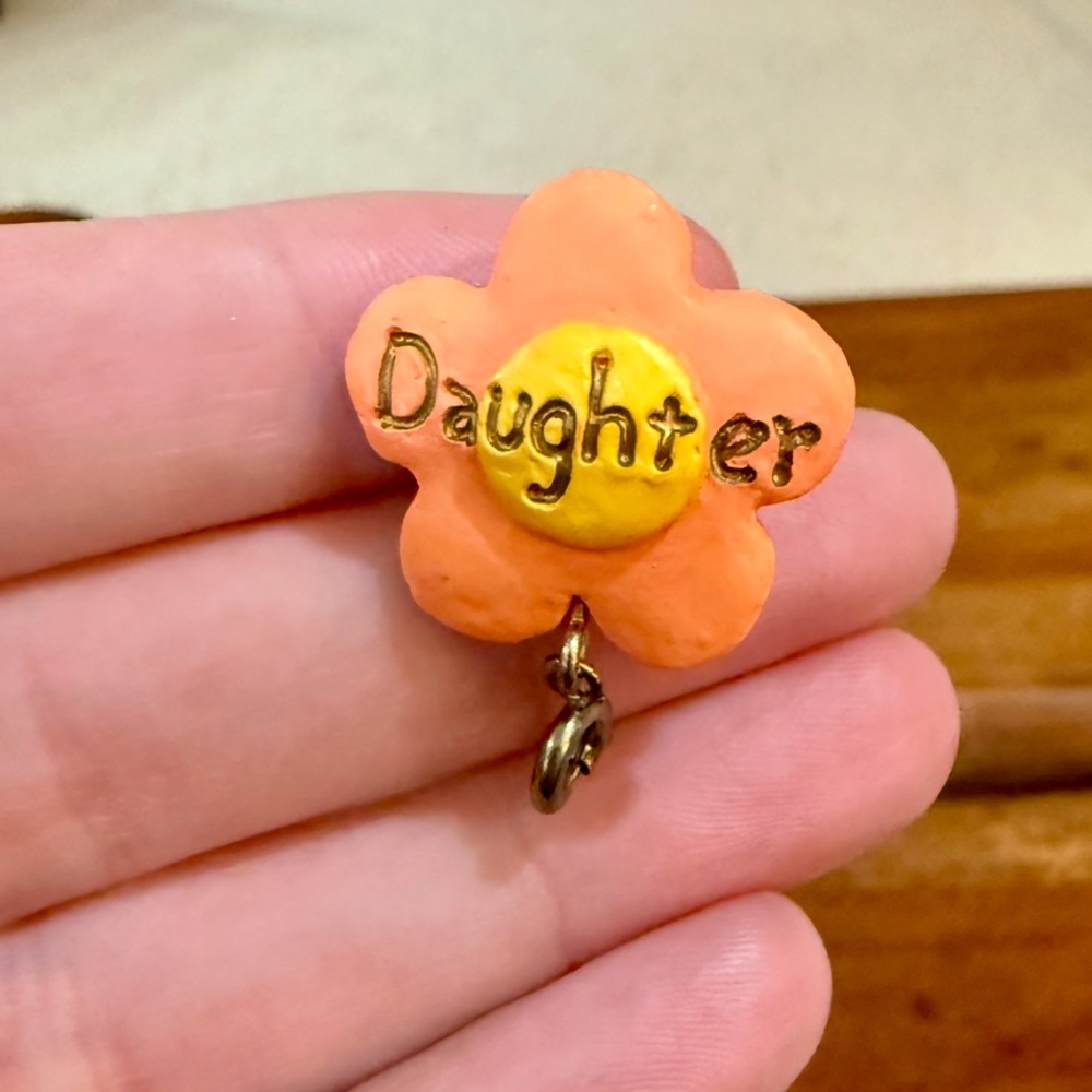 Vintage Orange and Yellow Flower Daughter Lapel Pin Charm